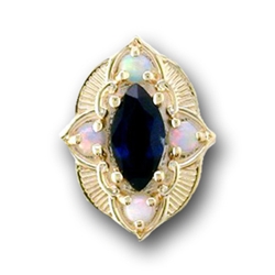 N635 14K SLIDE WITH SAPPHIRE AND MARQUISE CENTER 